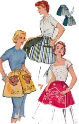 1982 MCCALLS 1955 3  HALF APRONS, TEACUP POCKETS, UNCUT PATTERN